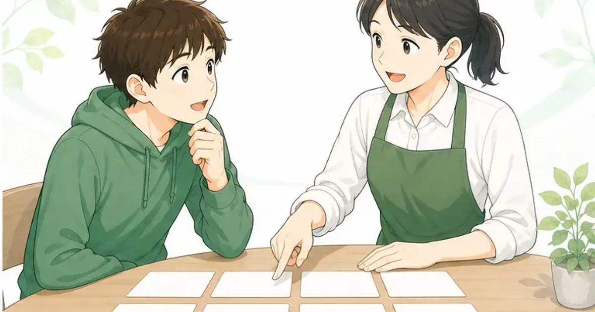 イラスト:入札前の確認項目をテーブルで整理する担当者