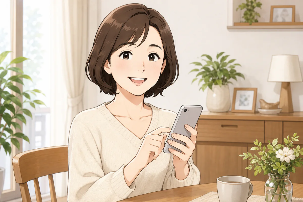 イラスト:在宅ブランド物販を検討する初心者の女性