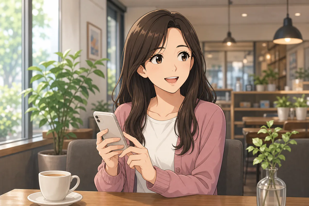 イラスト:スマートフォンで申請先の最新案内を確認する会社員