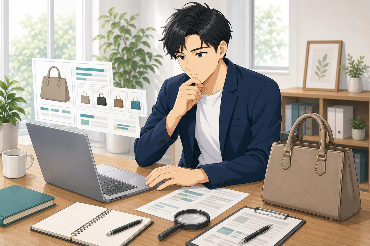 イラスト：商品データを一つの画面で確認する作業