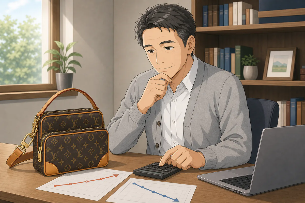イラスト:相場と費用を見て価格を再判断する場面